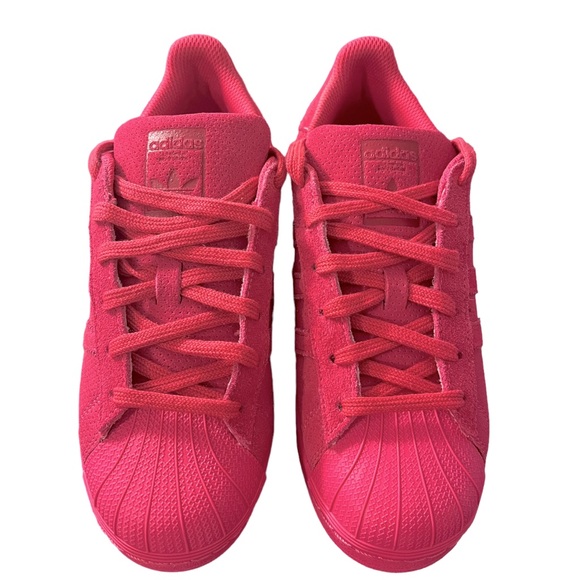 Adidas Originals Superstar J Hot Pink Suede Sneakers, Boys 6Y/Women’s 8 - Picture 4 of 9